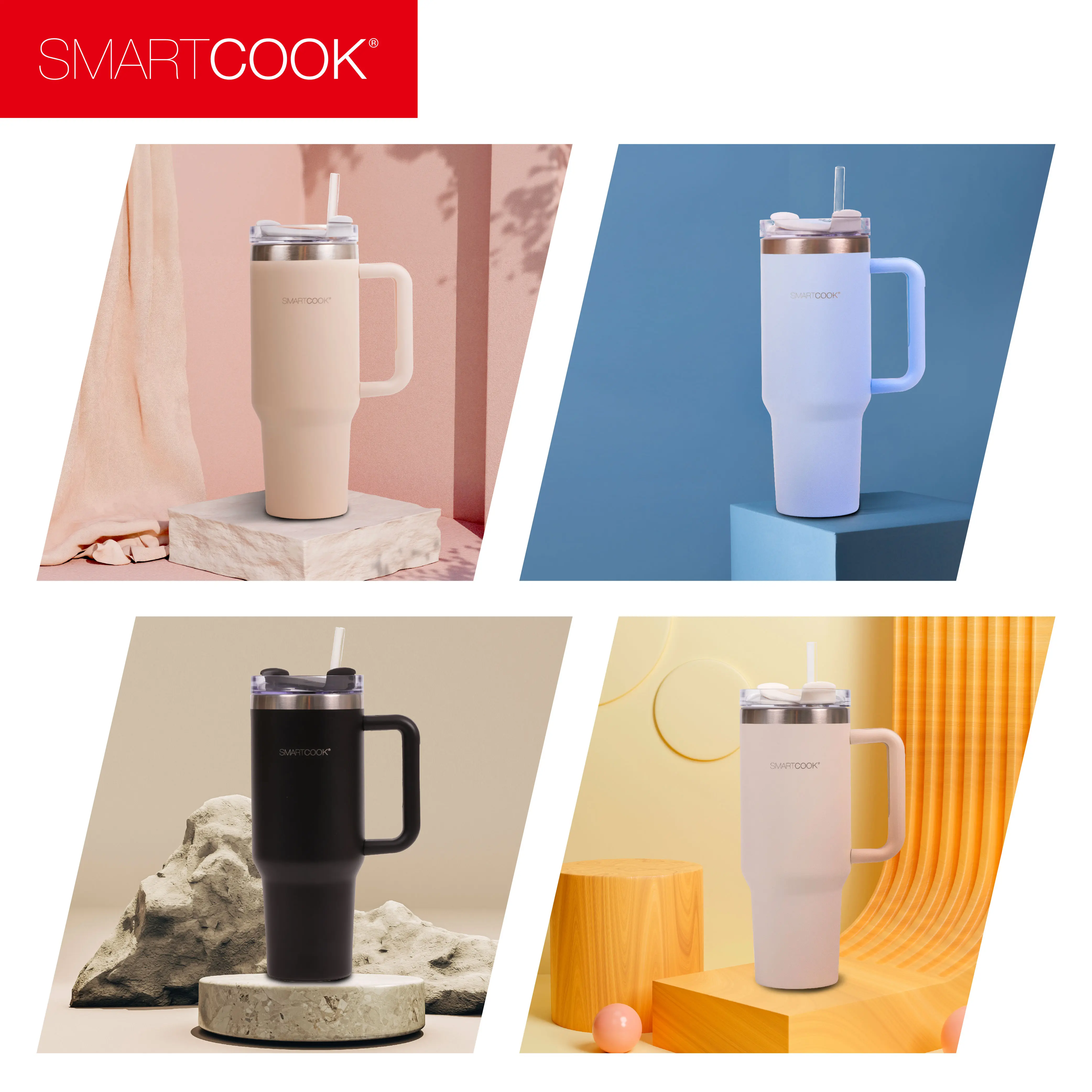 Smartcook 40 oz Stainless Steel Insulated Tumbler - Insulated Vacuum Flask, Easy to Carry Travel Mug for Hot or Cold, Fits Bags/Backpacks, Built for Life On-the-Go, 1 Mug with Lid and Straw for Coffee/Tea, Portable