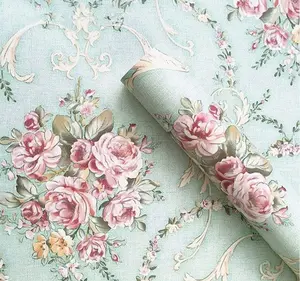 Vintage Floral Self Adhesive Wall Paper Shelf Liner Funitures Dresser Drawer Cabinet Decor Paper (Green, 17.7inchX100inch(8.2Ft))