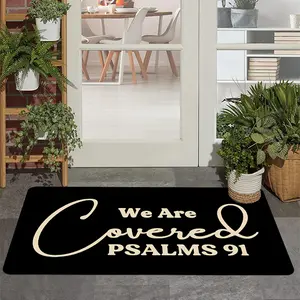 Stylish "Psalms 91" Flannel Prayer Cushion, "We Are Covered" Scripture Quote, Plush Kneeling Mat for Worship & Reflection