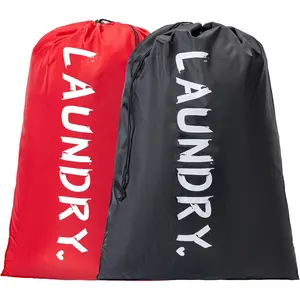 2 Pack XL Travel Laundry Bag, Machine Washable Dirty Clothes Organizer with Drawstring，Large Enough to Hold 4 Loads of Laundry, Easy Fit a Laundry Hamper or Basket Travel Essentials 24" x 36"