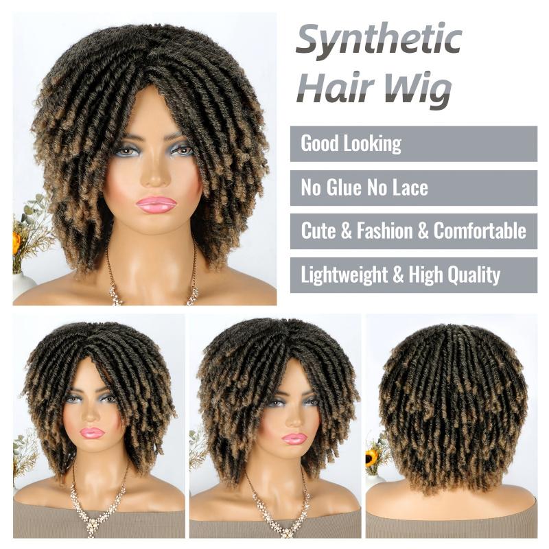 Dreadlock Wig Short Twist Wigs For Women Afro BlacCurly Synthetic Wig Faux Locs Braided Crochet Synthetic Hair Wig For Women
