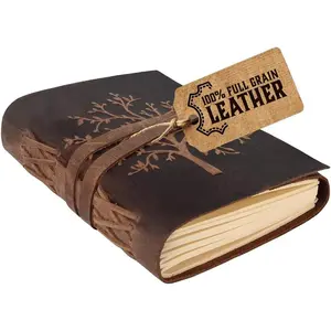 Leather Journal Lined Notebook - Embossed Tree of Life, 8 x 6 Inches Diary, Leather bound Journal for Women - 400 Pages College Ruled Paper - Inspirational Gifts Leather Notebook