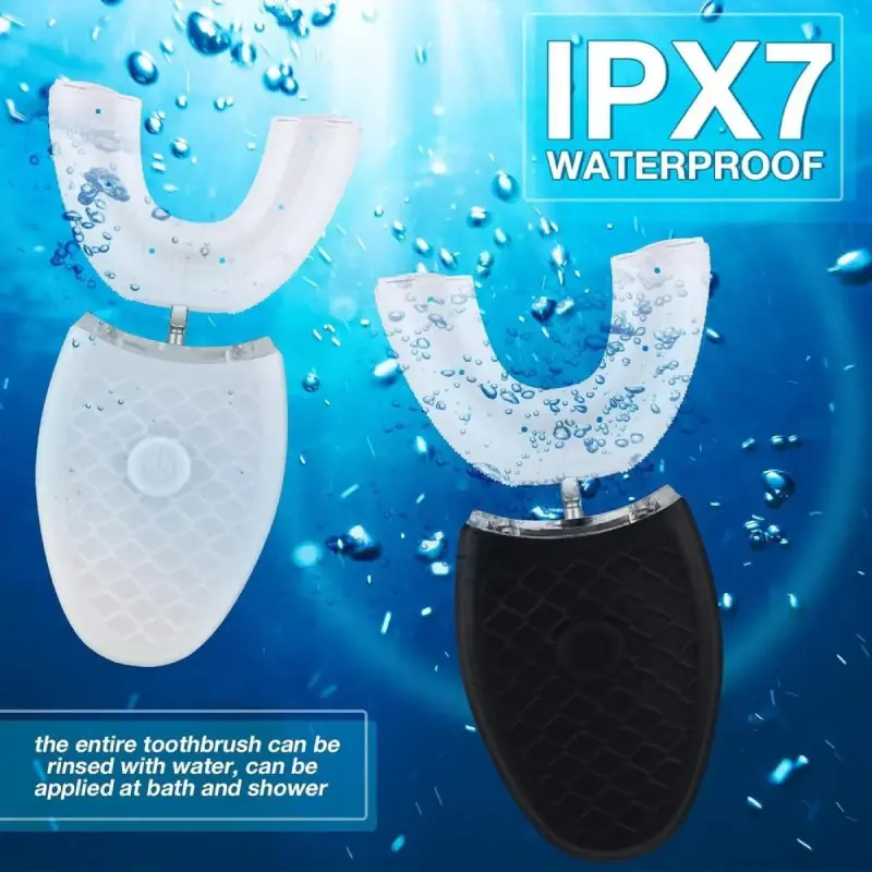 U-shaped ultrasonic electric toothbrush, powerful cleaning, rechargeable design, improves brushing efficiency, with replaceable brush heads, waterproof adult toothbrush, daily oral care, Toothbrush Battery Operated