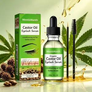 Castor Oil Eyelash Serum, Natural Eyelash Extensions Serum, Eyelash Care Product for Women & Girls, Eye Makeup Product for Daily Use Thick Lashes in A Gentle, Non-streaking Manner lash cluster