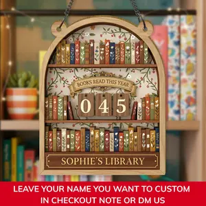 Custom Book-Shelf Book Tracker Sign, Personalized Reading Tracker, Library Decor, Book Lover Gift, Books Read This Year Counter