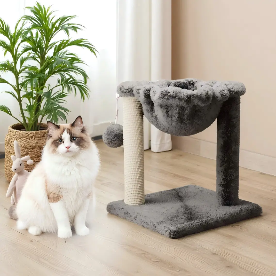MUTICOR 14in Cat Tree，Single Cat Ring with Double Ears，Sisal Scratching Posts ，Dark Blue/Pink/Beige/Grey#TikTokShopDealsforYouDays#DealsforYouDays#Summervibes#Summergarden