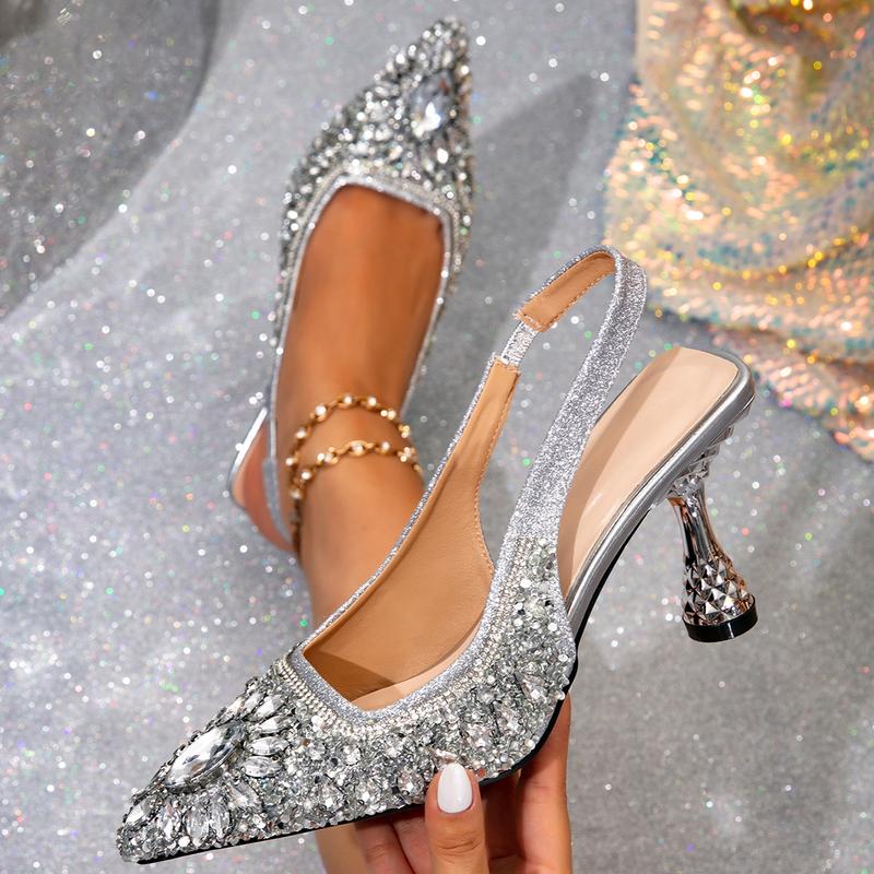 Hot-selling fashionable women's mules/slides , kitten heel sandals. Cinderella shoes. Pointed-toe high-heeled sandals. Comfortable insole, suitable for weddings, proms, parties, daily commuting and walking. kitten heels sandals women red bottom heels