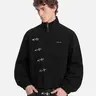 Aelfric Eden Menswear Unisex Cotton Boxy Jacket-Coats, Longsleeves, Stand Collar, Metal Buttons, Slant Placket, Embroidery, Plain Retro Y2K Vintage Streetwear for Party, Back to School First Day Outfits
