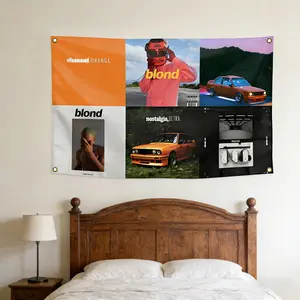 Rapper Music Album Cover Flag 3x5Ft Funny Tapestry Durable Man Cave Wall Flag for College Dorm Room Decor Outdoor Party Banner with 4 Brass Grommets