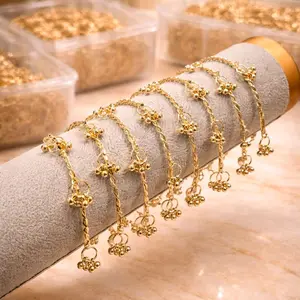 Kashmiri Style twisted viral Ghungroo 8 Pack Bangles in Gold Finish