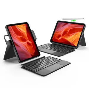 accrosoo Keyboard Case for iPad Air 11" (M3 2025 / M2 2024) 360° Rotatable & Detachable Magnetic Full Protect Case, with Trackpad for Pro 11" (1st/2nd/3rd/4th) & 10.9" Air 5th/4th,Backlits,Black