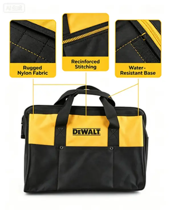 DEWALT Heavy-Duty Tool Bag For DCE089D2G Laser Level, Designed For Contractors & DIYers, Ideal For Jobsite Transport, Offers Water-Resistant Fabric, Organized Storage, And Reinforced Stitching