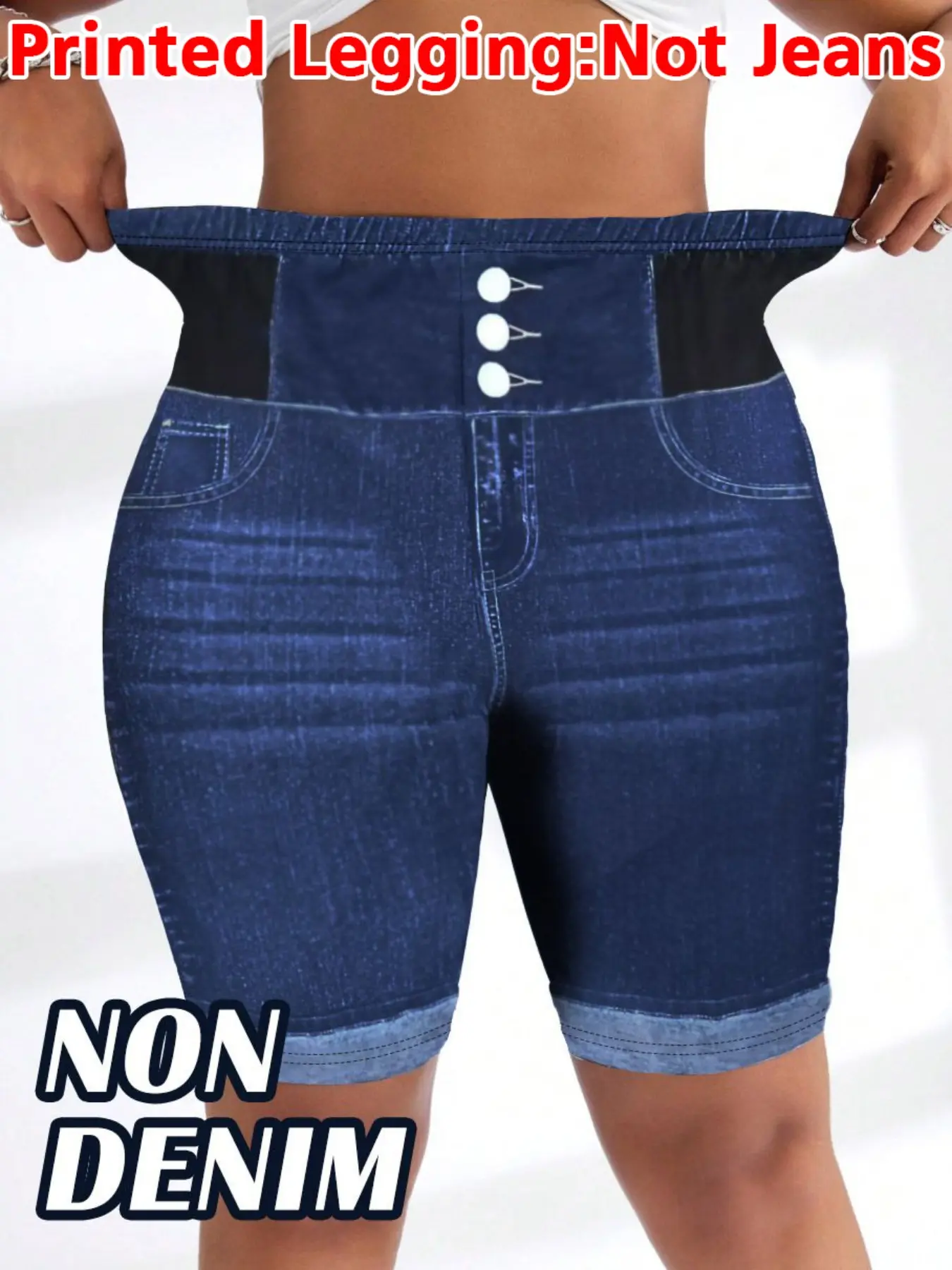 Women's Printed Leggings, Basic, Non-Denim Fabric, Yoga Shorts, Stretchy Jean Print, Soft and Comfortable, Versatile Design, Fashion Essential