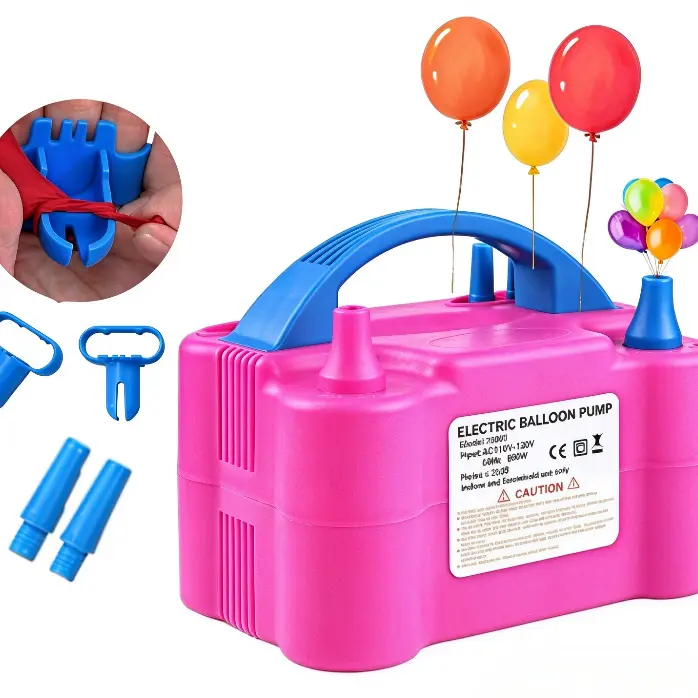 Rose Red 600W 110V Portable Dual Nozzle Electric Balloon Pump Blower Inflator, Fast-Inflating Home & Festive Party Decoration Tool with Manual Mode, 2 Tying Clips for Diwali, Thanksgiving, Day of the Dead, Anniversary Celebrations