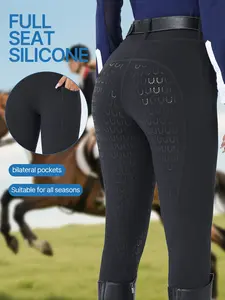 Women's Equestrian Pants for Spring Summer, Athletic Bottoms, Anti-Slip Durable, High Elasticity Quick-Dry Breathable, Side Pockets, Solid Color, No Belt Included