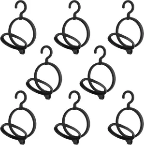8 count Hanging Wig Stand, Plastic Wig Hanger, Portable Black Wig Hooks for Wigs and Hats Storage, Display