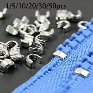 1/5/10/20/30/50pcs [Zipper Repair Accessories]  U-Code Zipper Accessories - Repair Zipper to Prevent Puller Falling Off - Clothing and Bag Closure Stopper Repair Accessories