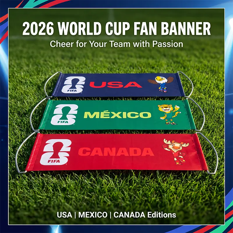 FIFA  Choose from three host-nation inspired themes – Maple Red (Canada), Glory Blue (USA), and Eagle Green (Mexico)​ – each featuring the golden World Cup trophy and "UNITED 2026" emblem.