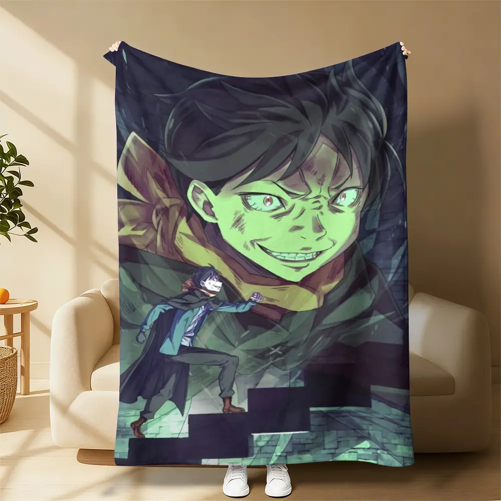 Throw Blanket, Flannel Fleece Lap Blanket with Re Zero Natsuki Subaru Evil Grin Stair Climbing Anime Art Print, Multi Use Blanket for Bed Sofa Couch Indoor Outdoor Camping, Decor All Season Birthday Gift Blanket for Re Zero Anime Fans Teens
