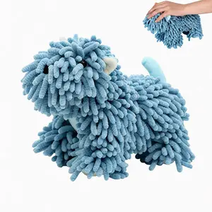 1pc Puppy-shaped hand towel, a hand towel that can be hung on the wall, cute and soft towel, absorbent cloth, hanging cloth, kitchen supplies, bathroom supplies, cartoon puppy chenille hand towel doll