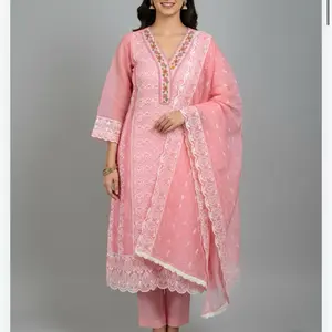Silk Kurta Set with Embroidery Work Simple Elegant Kurta Set Perfect for Any Occasions in Soft Pink Salwarkameez Womenswear