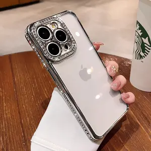 Luxury phone case with premium feel and exquisite crystal embellishments, Case for iPhone 17, 16, 15, 14 Pro, 13 Pro Max, and 16 Plus models. Features full-edge protection and shockproof design