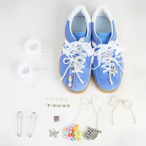 REPPAKOY Sneaker Charms – 10 Styles DIY Shoe Accessories, Pearl Bows & Lace Shoelaces for SAMBA, DUNK, GAZELLE