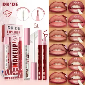 6Pcs Lip Liner Plus Lip Oil Kit Waterproof Moisturizing Long Wear Makeup