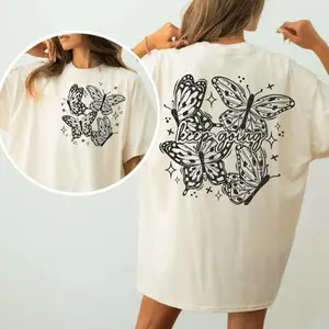 RTS Keep going butterflies SINGLE COLOR BLACK Screen Print transfers size ADULT 11X12  16-P&Q