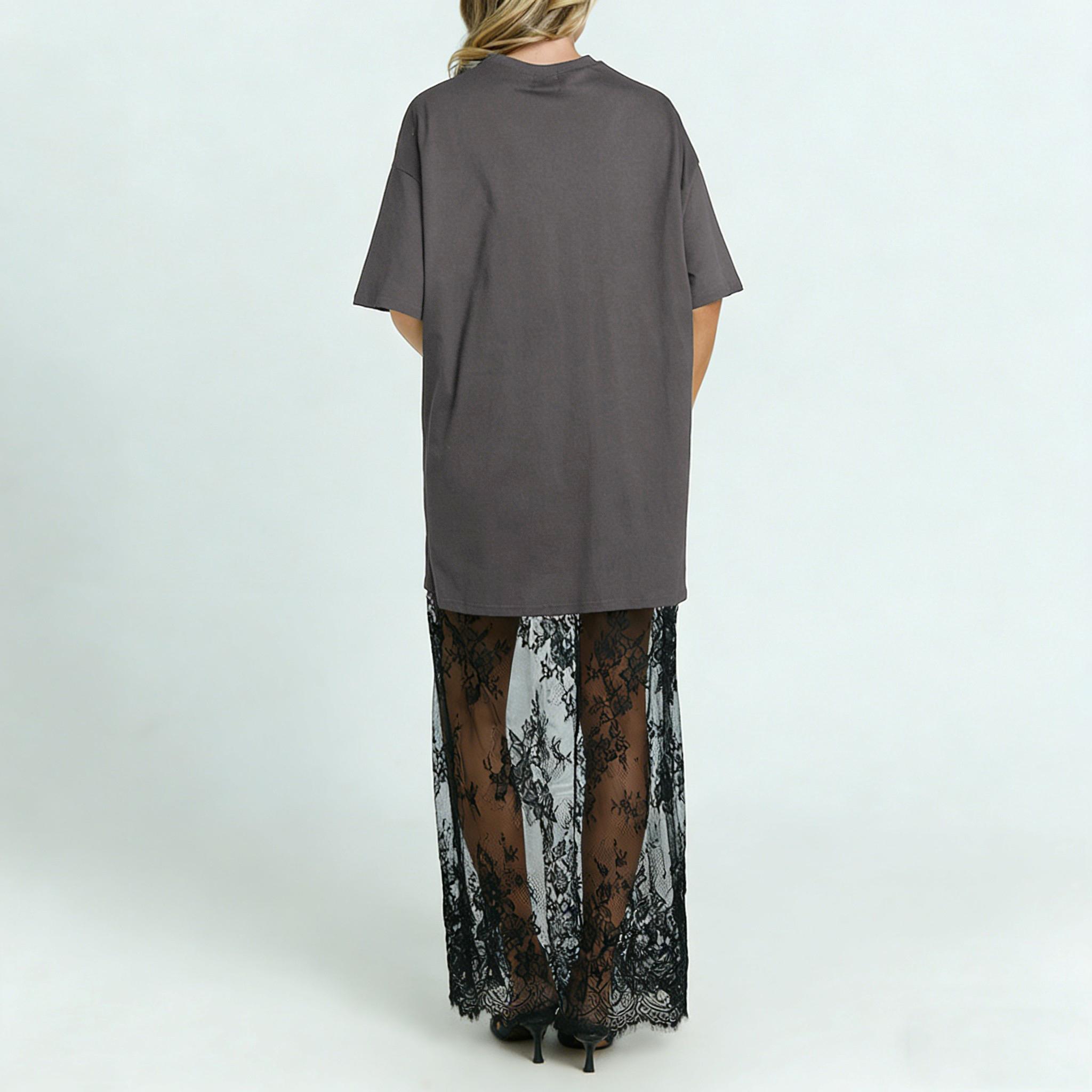 Mntaor Women's Oversized T-Shirt Maxi Dress with Sheer Lace Hem Drop Shoulder Short Sleeve Perfect for Street Style - TikTok Shop Mntaor Women's Oversized T-Shirt Maxi Dress with Sheer Lace Hem Drop Shoulder Short Sleeve Perfect for Street Style - TikTok Shop
