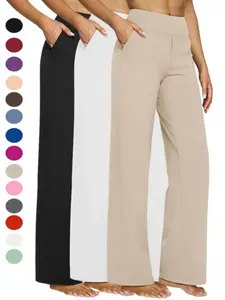 2026  Loose High-Waist Business Casual Pants Yoga Pants Women Wide Leg Pants with Pockets Comfortable Athletic Sweatpants