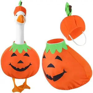 [Buy 1 Get 1 Free Gift] LIVOA Halloween Porch Goose Decor – 23" Spooky Lawn Goose with Pumpkin Costume & Jack-o'-Lantern Bucket – Fabric Outdoor Yard Art for Porch, Patio & Fall Decoration