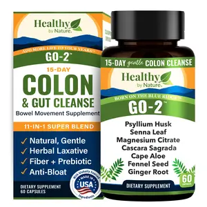 GO-2 Advanced Colon Cleanse, Natural Stool Softener, & Gentle Herbal Laxative, Gut Detox Supplement with Senna Leaf, Cascara Segrada, Magnesium Citrate, Peppermint, Ginger Root, Cape Aloe