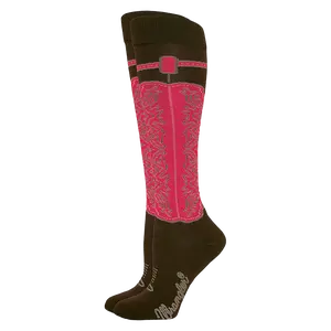 Wrangler® Ladies Wild West Boot Brown Knee High Socks 00261-6000-MED