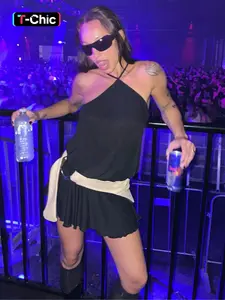 Women's Solid Backless Halter Dress, Fashion Casual Dress for Club Party, Women Dress for Summer