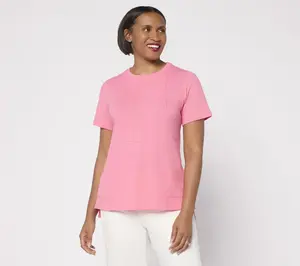 LOGO by Lori Goldstein Seamed Body Short Sleeve Top