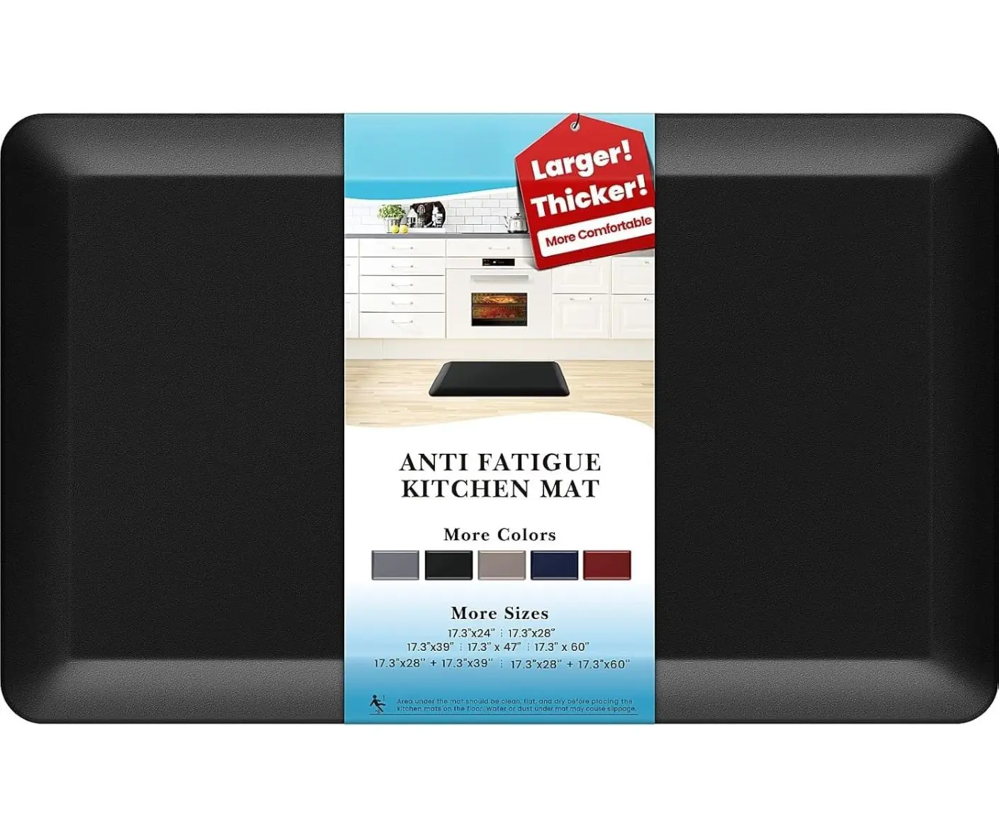 [New Deal] Thick Kitchen Mat - Cushioned Anti Fatigue Mats for Kitchen Floor - Easy to Clean, Non-Slip Kitchen Rug for Sink, Office, Kitchen, Cushioned Rugs, Anti-Fatigue Relief