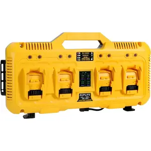 DCB104 8A Fast 4-Port Battery Charging Station, 8A per port Output, Compatible with Dewalt 12V, 20V, 20V/60V Batteries and TOUGHSYSTEM Products, Real-Time Power Display, Real-Time Display