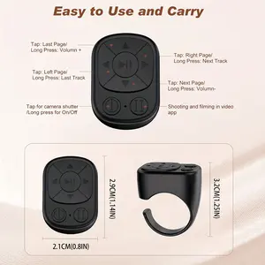 Multifunctional Mobile Phone Ring Remote Control, Wireless Page Turning Controller, Portable Camera Shutter Short Video Control and Music Remote Control, for iPhone Tablet Android Rechargeable Application Age-Turner