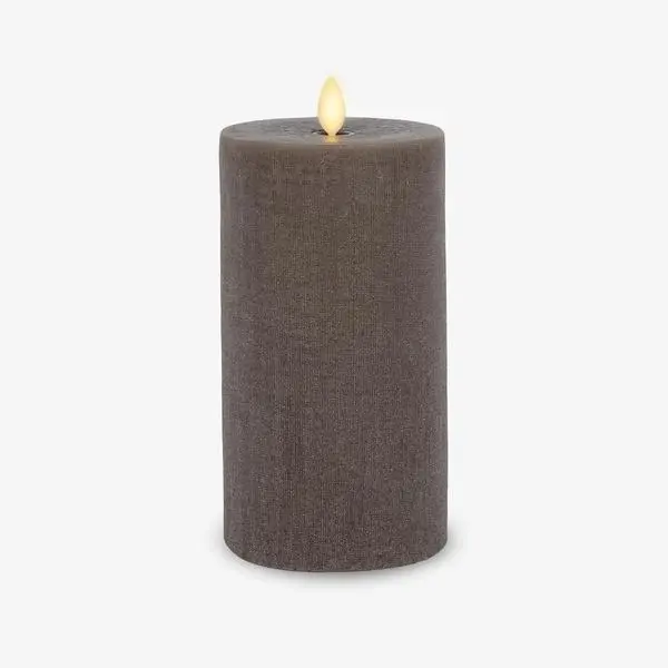 Luminara - Flameless LED Battery Operated Flickering Pillar Candles - Charcoal Gray- Pack of 1-4x5.3 - Realistic Moving Flame Real Wax Indoor/Outdoor