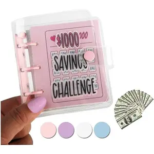 Mini  Saving Binder, Save $1000 Envelopes  Saving Challenge Book, Portable (, 1)