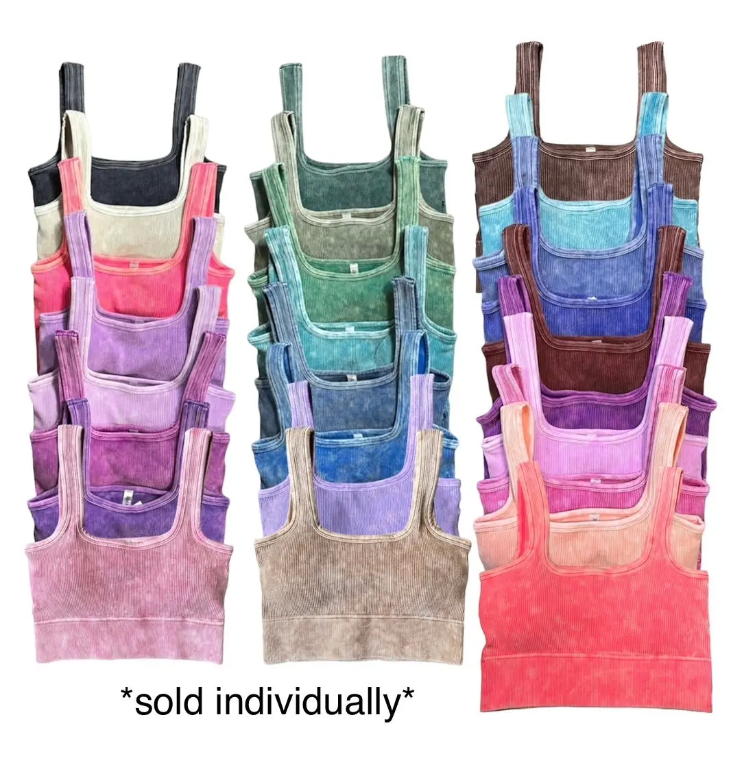 Padded Bralette for Women - Ribbed V-Neck with a Mineral Wash Finish, Stretchy Spandex, True-to-Size Fit, Nylon