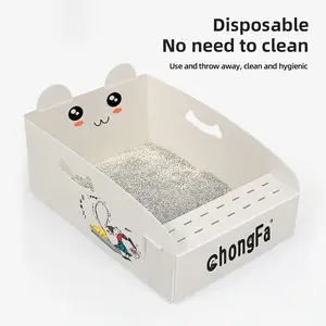Foldable Travel Cat Litter Box Set, Waterproof Plastic Portable Foldable Cat Sand Box, Includes Stickers and Scoop, Easy Carry Cat Toilet