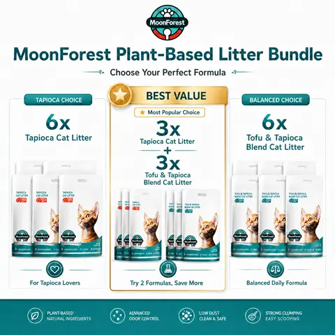 MoonForest Universal Plant-Derived Cat Litter Bundle - Tapioca & Tofu Blend, Strong Fast Clumping, Low Dust, Odor Control for Multi-Cat Homes #tiktokshopbacktoschool familyfun