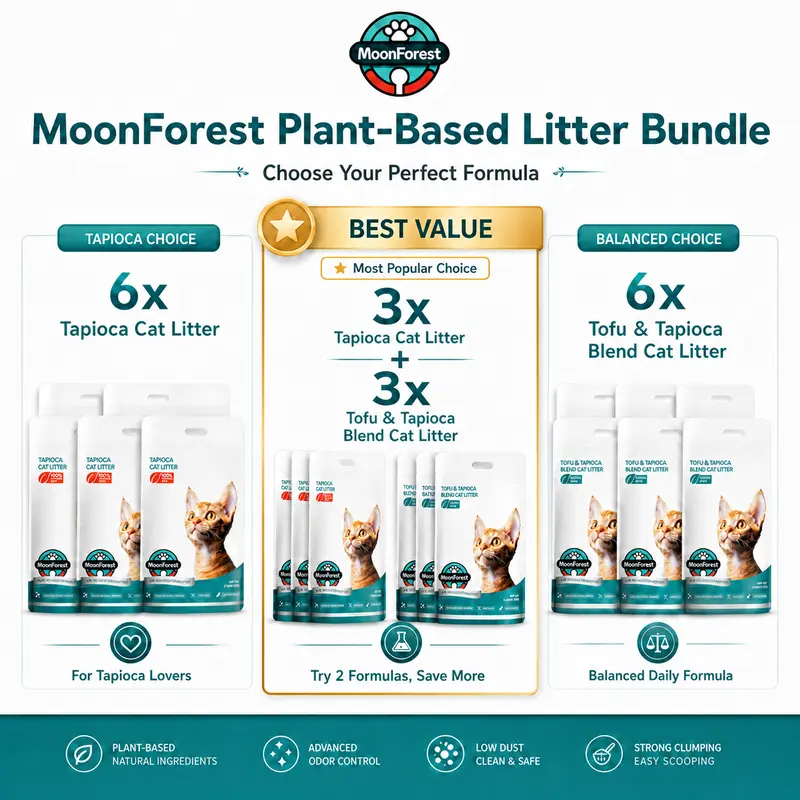 MoonForest Universal Plant-Derived Cat Litter Bundle - Tapioca & Tofu Blend, Strong Fast Clumping, Low Dust, Odor Control for Multi-Cat Homes #tiktokshopbacktoschool familyfun