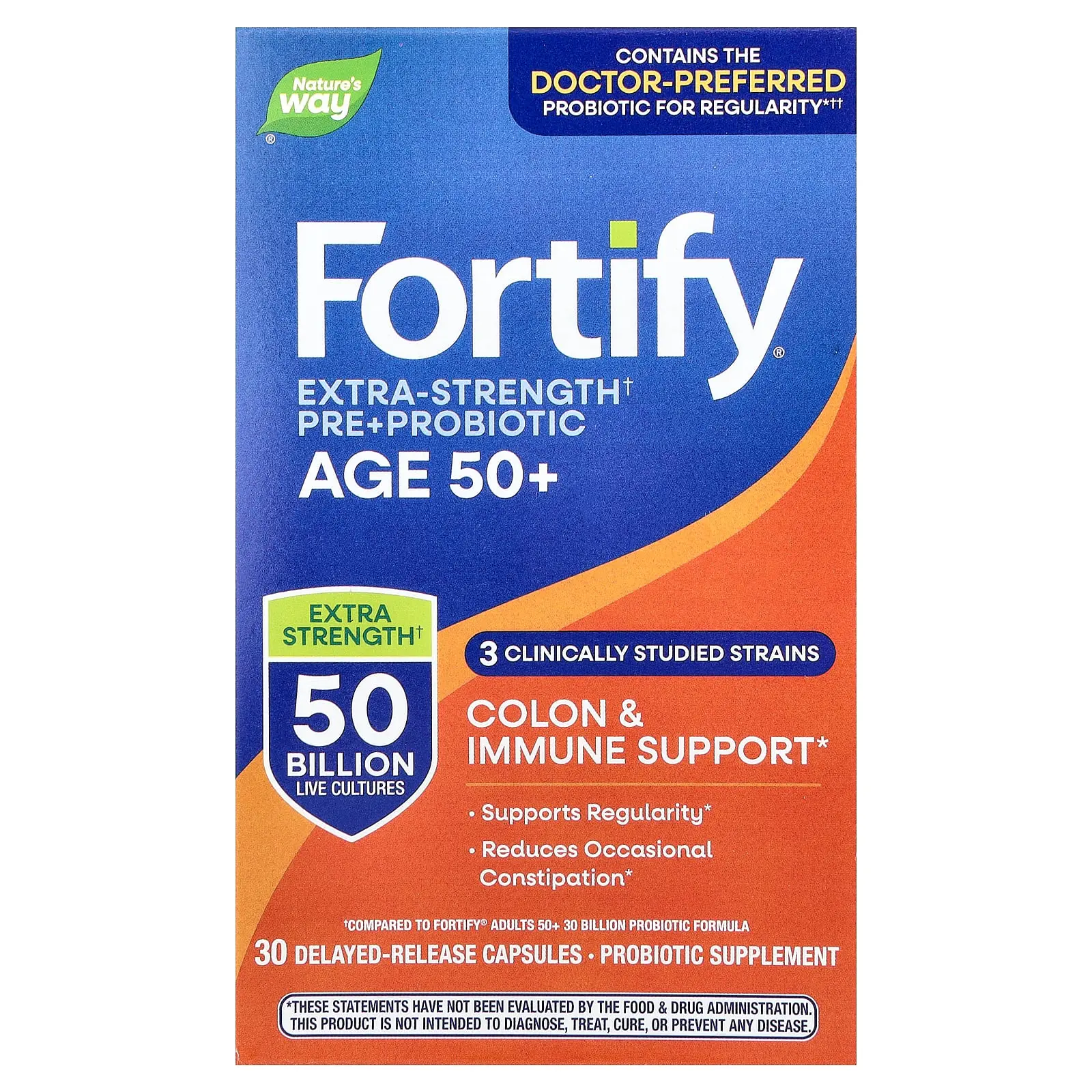 Nature's Way Fortify®, Pre & Probiotic, Age 50+, 30 Delayed-Release Capsules