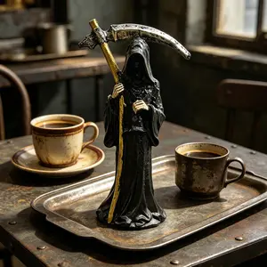 Gothic Death God Scythe Resin Statue, Decorative Figurine, Vintage, Desktop Atmosphere Decor, Ideal for Gothic Lovers, Study Room, Bedroom, Collection Cabinet