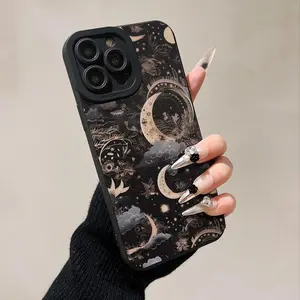 Moon & Star Pattern Phone Case, Soft Phone Case, Decorative Phone Protector Cover Compatible with iPhone 17 Pro Max,17Air,16Pro Max 11 12 13 14 15 16 Pro Max