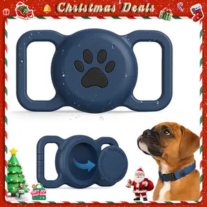 [Valentine's Day] Tukio Waterproof Airtag Dog Collar Holder - Silicone Anti-Lost Protective Case for Apple Airtag/GPS Tracker(Find My for ios) Fits All Collar Widths Pet Gear