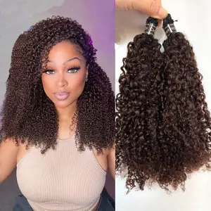Ombre Brown Crochet Human Hair #T1B/4 Color Multi-Textured Kinky Curly Crochet Hair Extensions Pre-Separated 240g Full Head